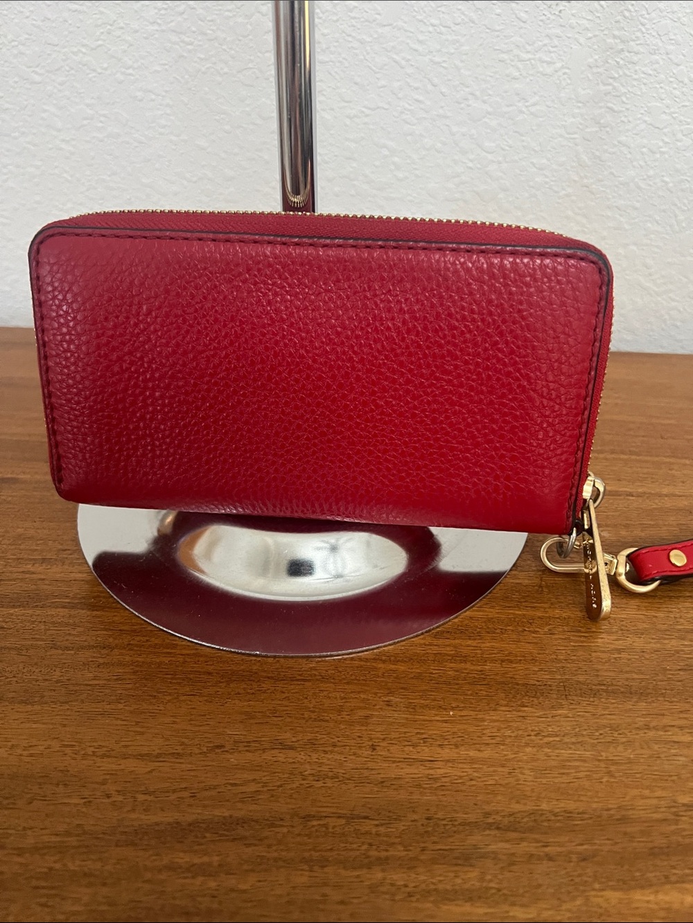 Michael Kors red leather full zip wallet/wristlet 7x3.75” - Picture 2 of 4